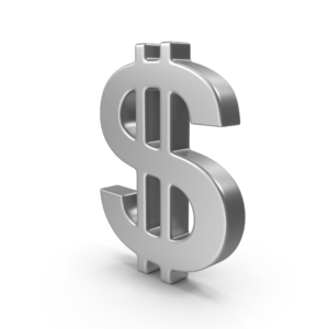 Dollar Sign Steel or Silver.H03.2k