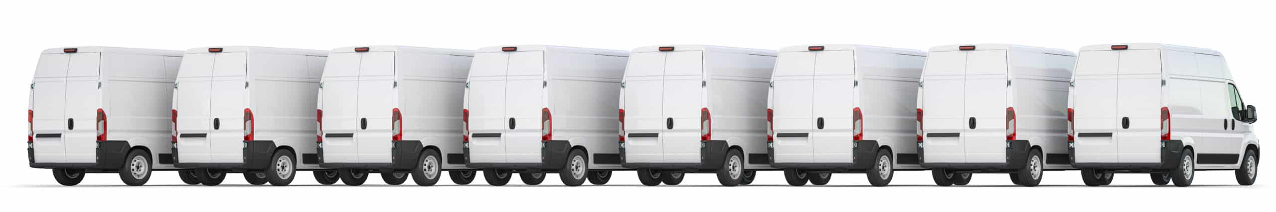 white delivery vans in a row isolated on white bac 2021 08 29 21 04 56 utc scaled